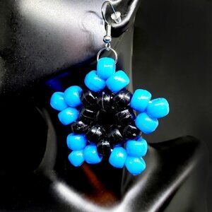 Handmade Blue Kandi Star Earrings